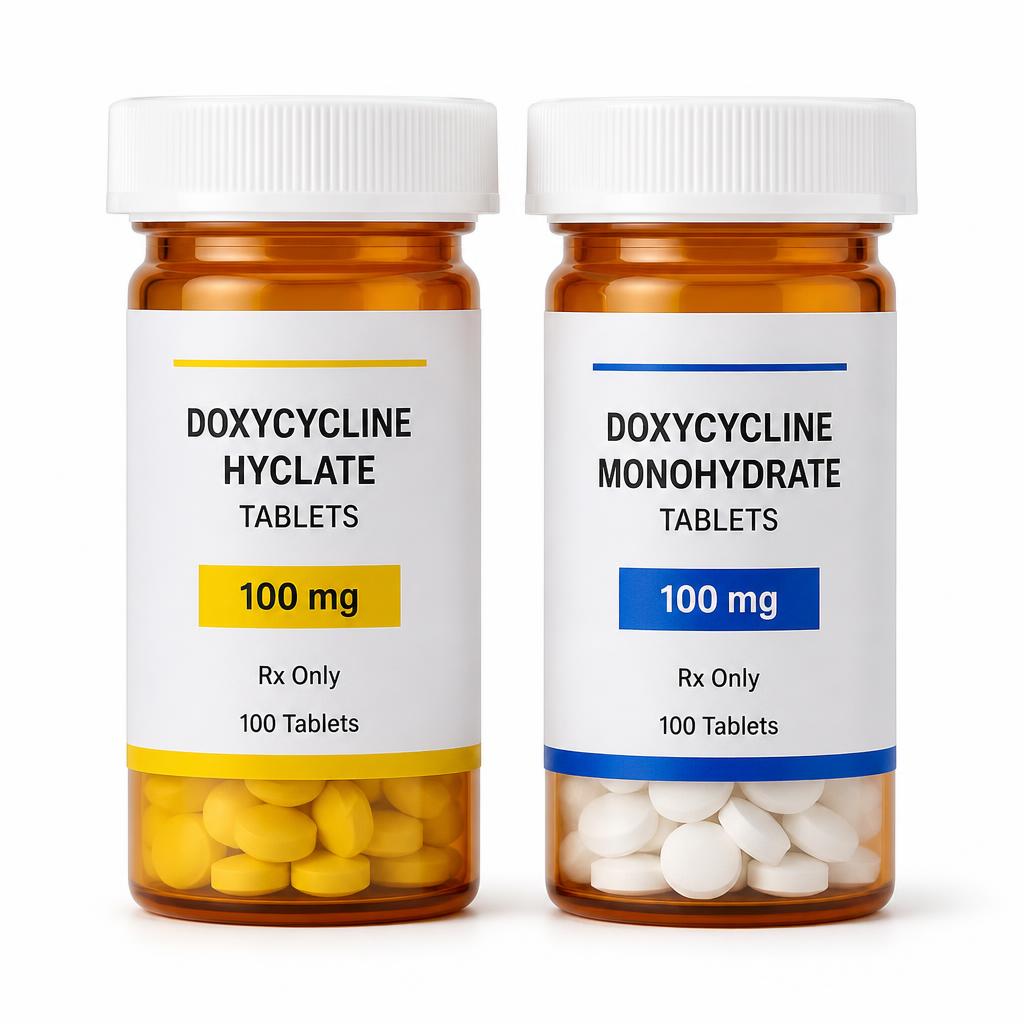 Doxycycline 100mg tablets hyclate and monohydrate for bacterial infections